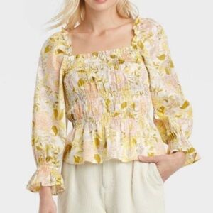 WHO WHAT WEAR •  Floral Square Neck Blouse